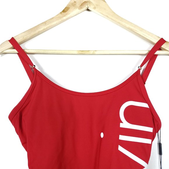 Calvin Klein Logo Red One Piece Swimsuit Sporty - Picture 2 of 9
